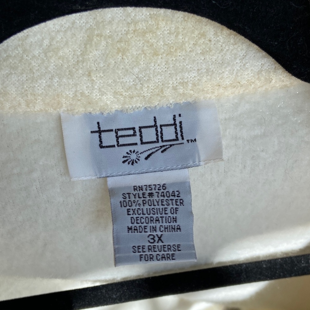 Vintage Teddi Women's Patchwork Teddy Jacket - Cream and Teal- 3X - Picture 6 of 8